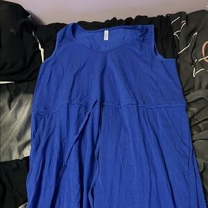 Blue Sleeveless Dress with pockets